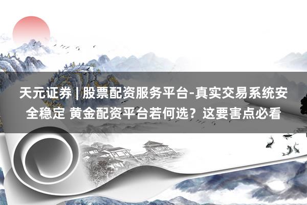 天元证券 | 股票配资服务平台-真实交易系统安全稳定 黄金配资平台若何选？这要害点必看