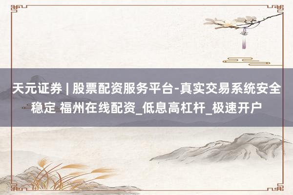 天元证券 | 股票配资服务平台-真实交易系统安全稳定 福州在线配资_低息高杠杆_极速开户